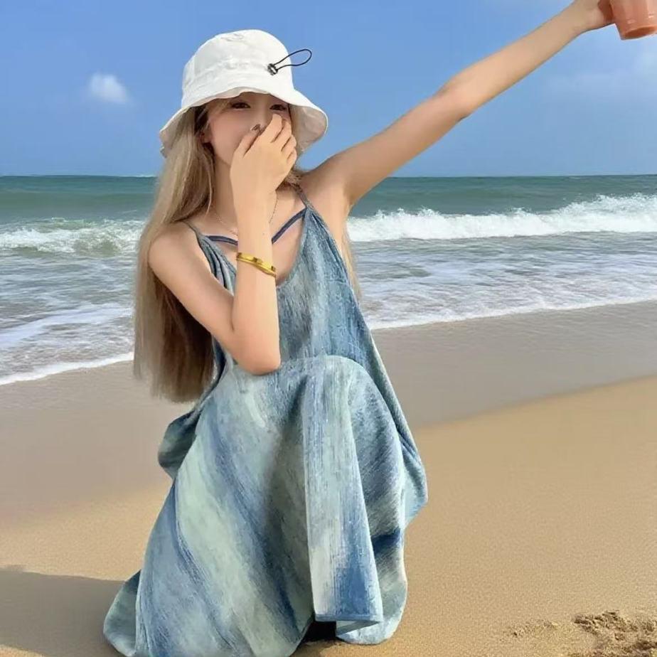 French Tie-Dye Retro Seaside Camisole Beach Dress - Summer Loose Fit S 80-100 pounds
French Tie-Dye Retro Seaside Camisole Beach Dress - Summer Loose Fit S 80-100 pounds