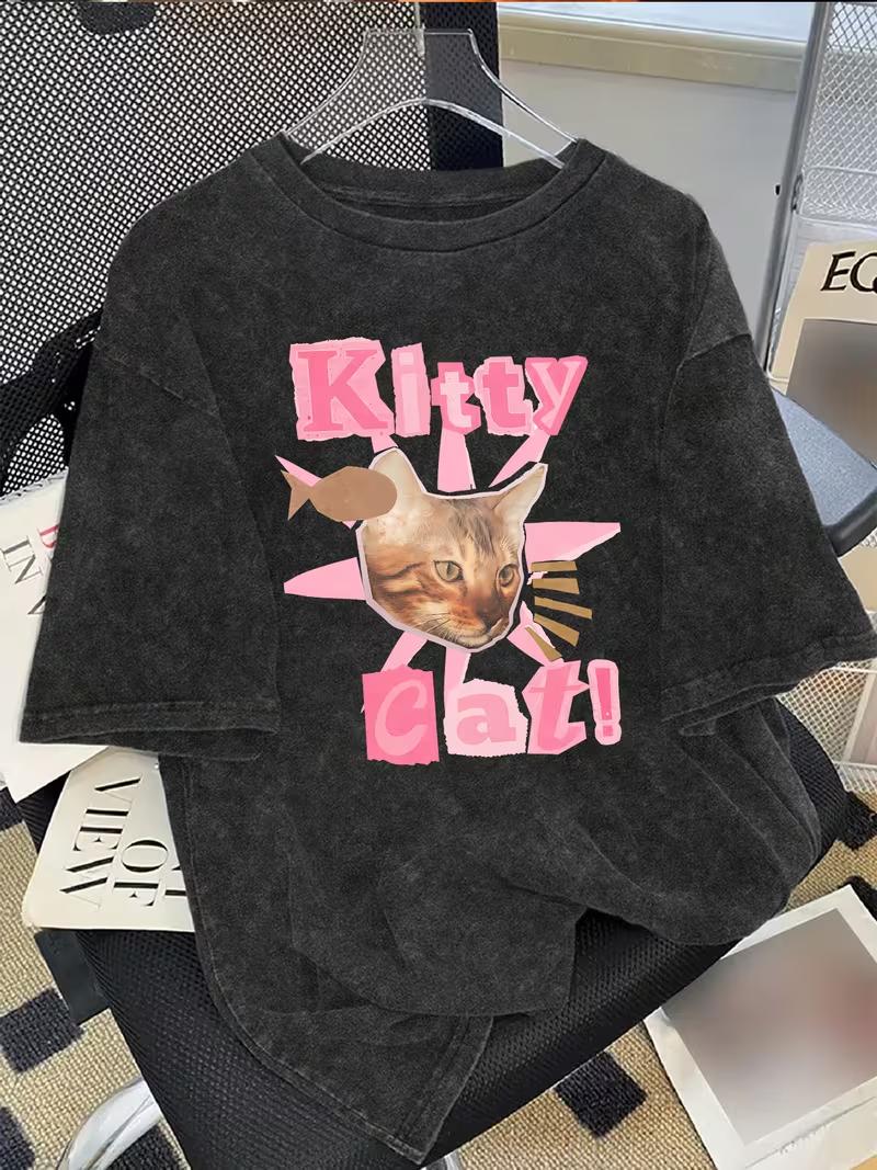 Vintage Washed Kitty Cat Cute Kitten Graphic TShirt YK Pink Girly Animal Print Soft Short Sleeve Casual Unisex Daily Tops S
Vintage Washed Kitty Cat Cute Kitten Graphic TShirt YK Pink Girly Animal Print Soft Short Sleeve Casual Unisex Daily Tops S