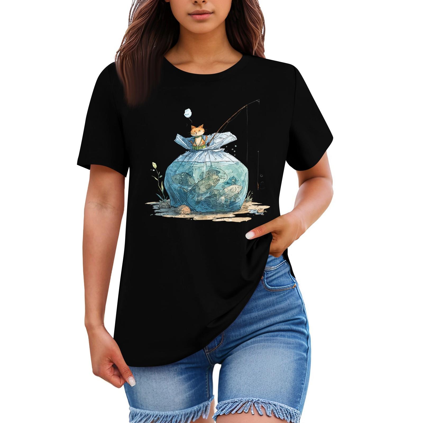 Женская свободная удобная повседневная модная футболка с круглым вырезом и короткими рукавами с животным принтом L чёрный
Женская свободная удобная повседневная модная футболка с круглым вырезом и короткими рукавами с животным принтом L чёрный