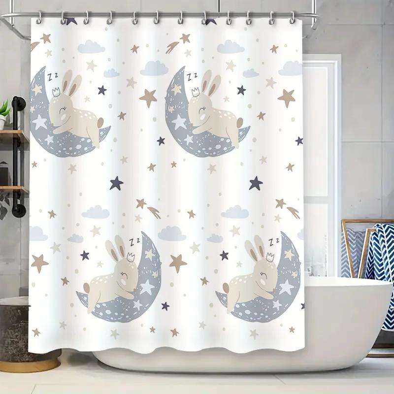 Sleepy Rabbit Moon Night Shower Curtain Baby Blue White, 72 X 72, Bathroom Decor For Kids Bedroom, Starry Sky Pattern, Waterproo W60H190(CM)-1 Pcs
Sleepy Rabbit Moon Night Shower Curtain Baby Blue White, 72 X 72, Bathroom Decor For Kids Bedroom, Starry Sky Pattern, Waterproo W60H190(CM)-1 Pcs