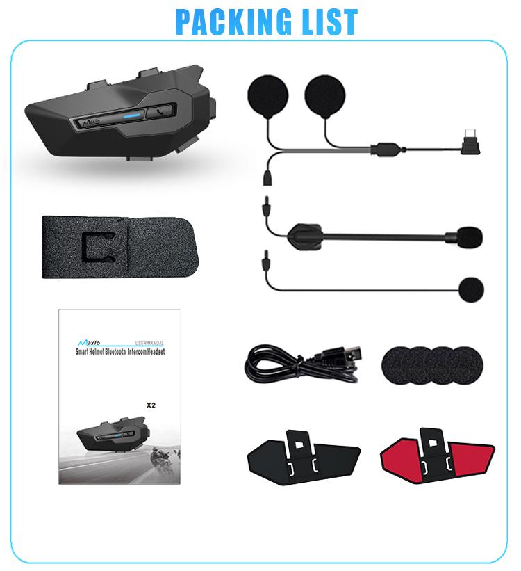 Maxto X2 Motorcycle Helmet Headset Intercom Supports 2 People Intercom Distance 800M FM MP3 IPX6 Waterproof
Maxto X2 Motorcycle Helmet Headset Intercom Supports 2 People Intercom Distance 800M FM MP3 IPX6 Waterproof