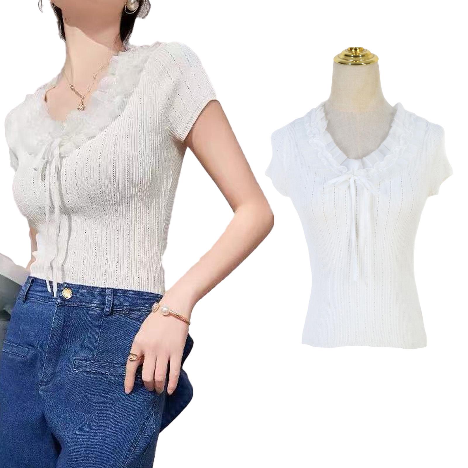 Women s Off-Shoulder Lace-Trimmed Knit Top - Slim-Fit, Short-Sleeved, Summer Style Large
Women s Off-Shoulder Lace-Trimmed Knit Top - Slim-Fit, Short-Sleeved, Summer Style Large