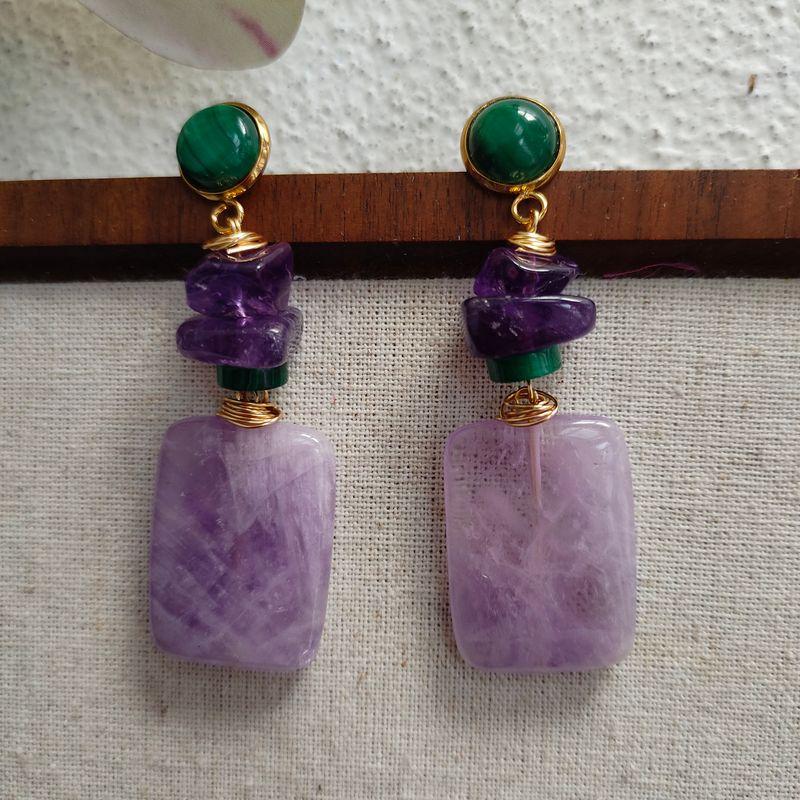 Original Designer European and American Amethyst, Purple Jade, Malachite Original Natural Gemstone Earrings, Handmade Ear Studs and Ear Accessories Deep purple
Original Designer European and American Amethyst, Purple Jade, Malachite Original Natural Gemstone Earrings, Handmade Ear Studs and Ear Accessories Deep purple