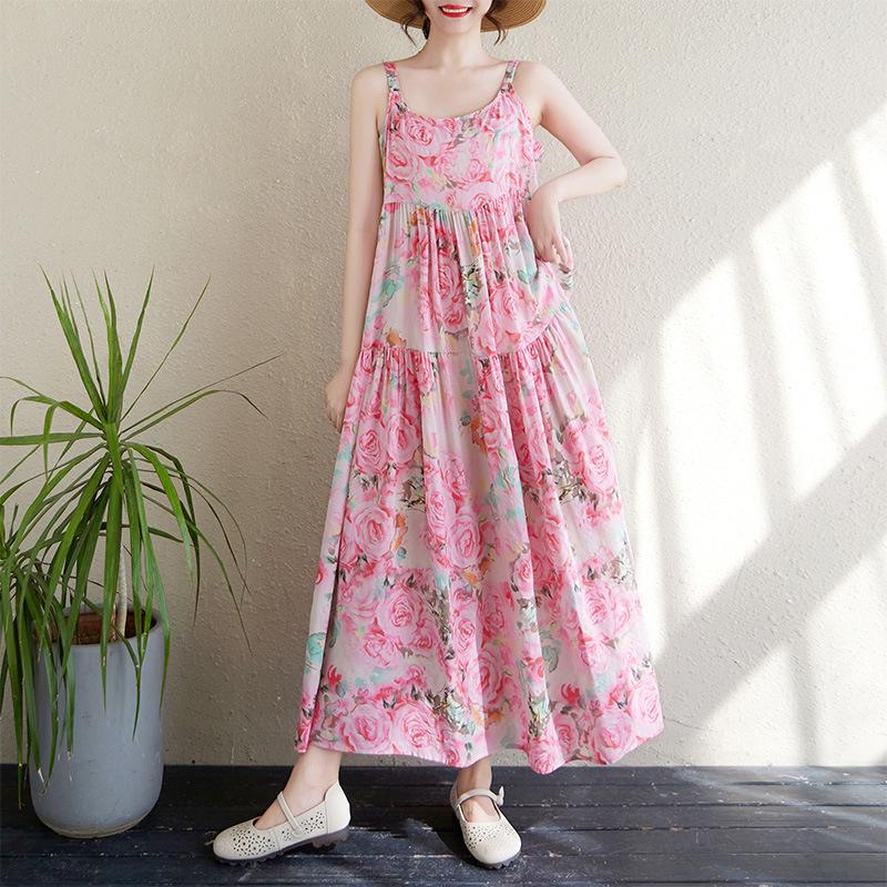 2025 Summer Cotton Linen Printed Long Sling Dress with Patchwork Design One Size
2025 Summer Cotton Linen Printed Long Sling Dress with Patchwork Design One Size
