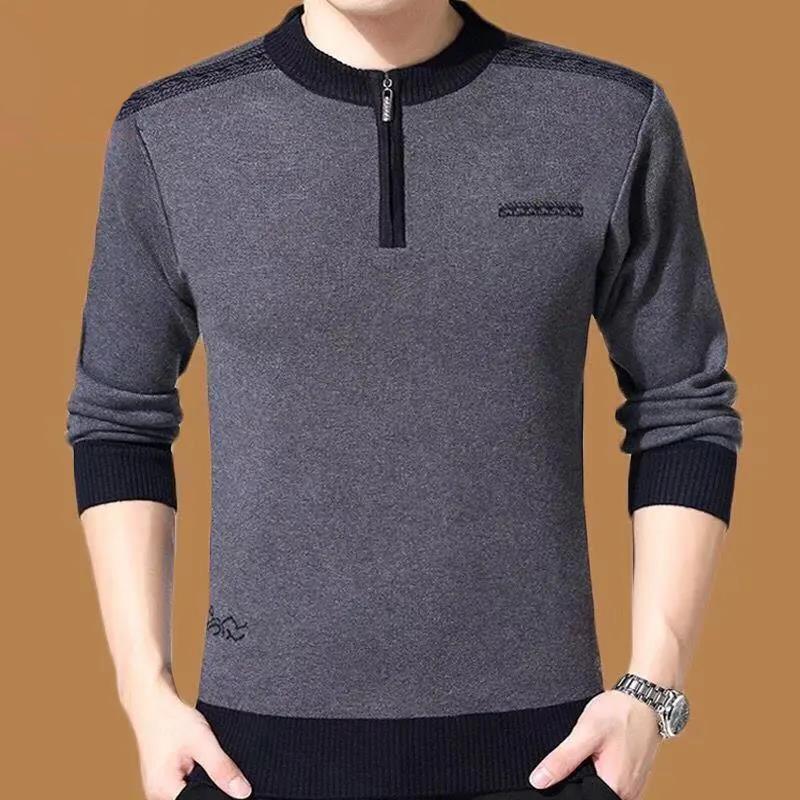 Мужской свитер с круглым вырезом, осень-зима, бархатный толстый теплый пуловер, трикотажная полосатая рубашка с половиной молнии, нижнее белье для среднего и пожилого возраста M серый
Мужской свитер с круглым вырезом, осень-зима, бархатный толстый теплый пуловер, трикотажная полосатая рубашка с половиной молнии, нижнее белье для среднего и пожилого возраста M серый