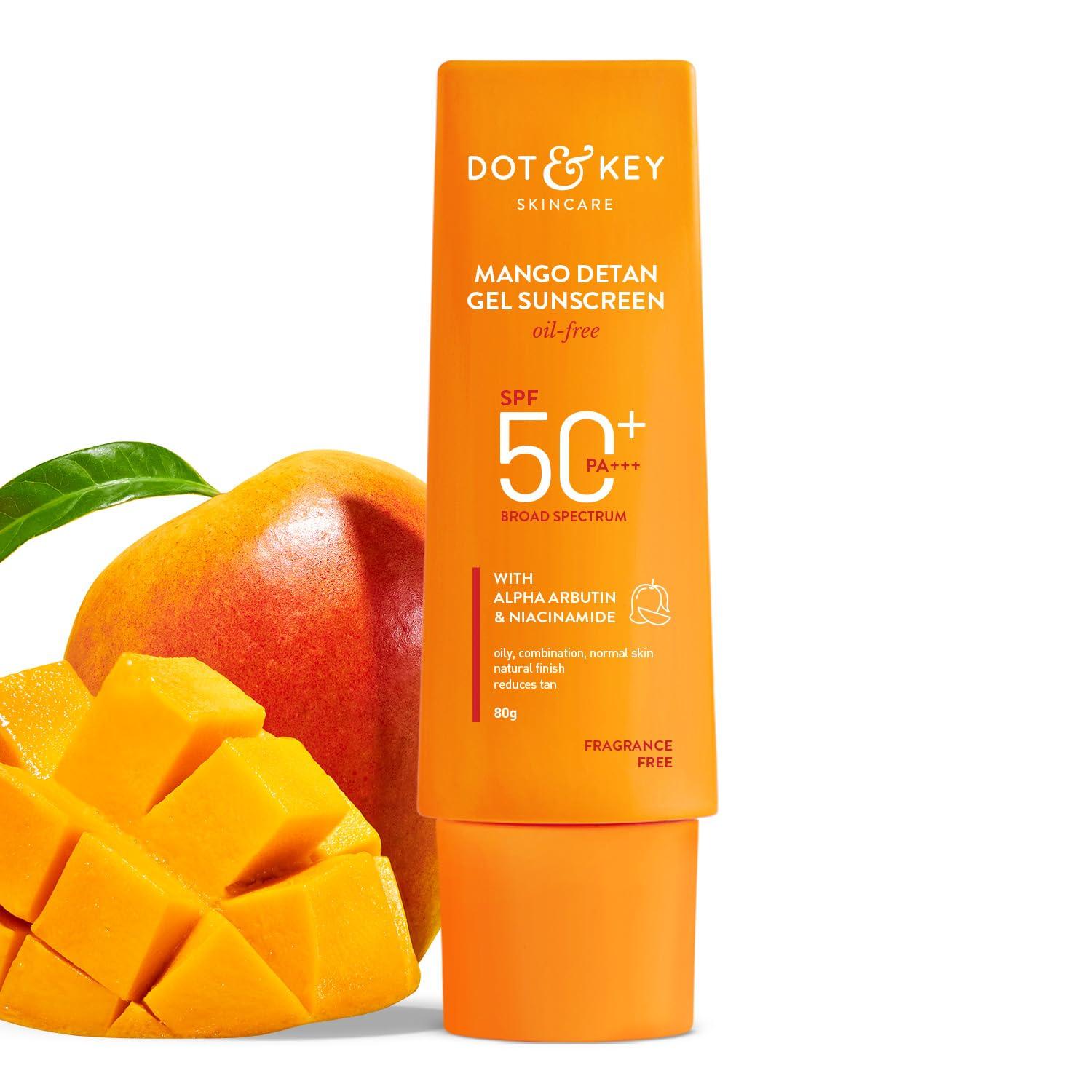 Dot & Key Mango Detan Gel Sunscreen SPF 50+ PA+++ 80g Pack of 1 for Oily Skin, Brightens, Evens Tone, Water Resistant
Dot & Key Mango Detan Gel Sunscreen SPF 50+ PA+++ 80g Pack of 1 for Oily Skin, Brightens, Evens Tone, Water Resistant