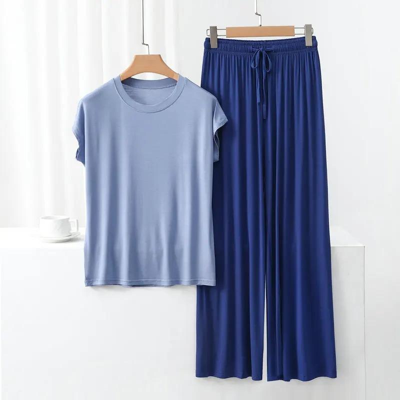 Modal Pajama Set Thin Homewear Sleeveless T Shirt Loose Wide Leg Trousers Casual Sets S
Modal Pajama Set Thin Homewear Sleeveless T Shirt Loose Wide Leg Trousers Casual Sets S