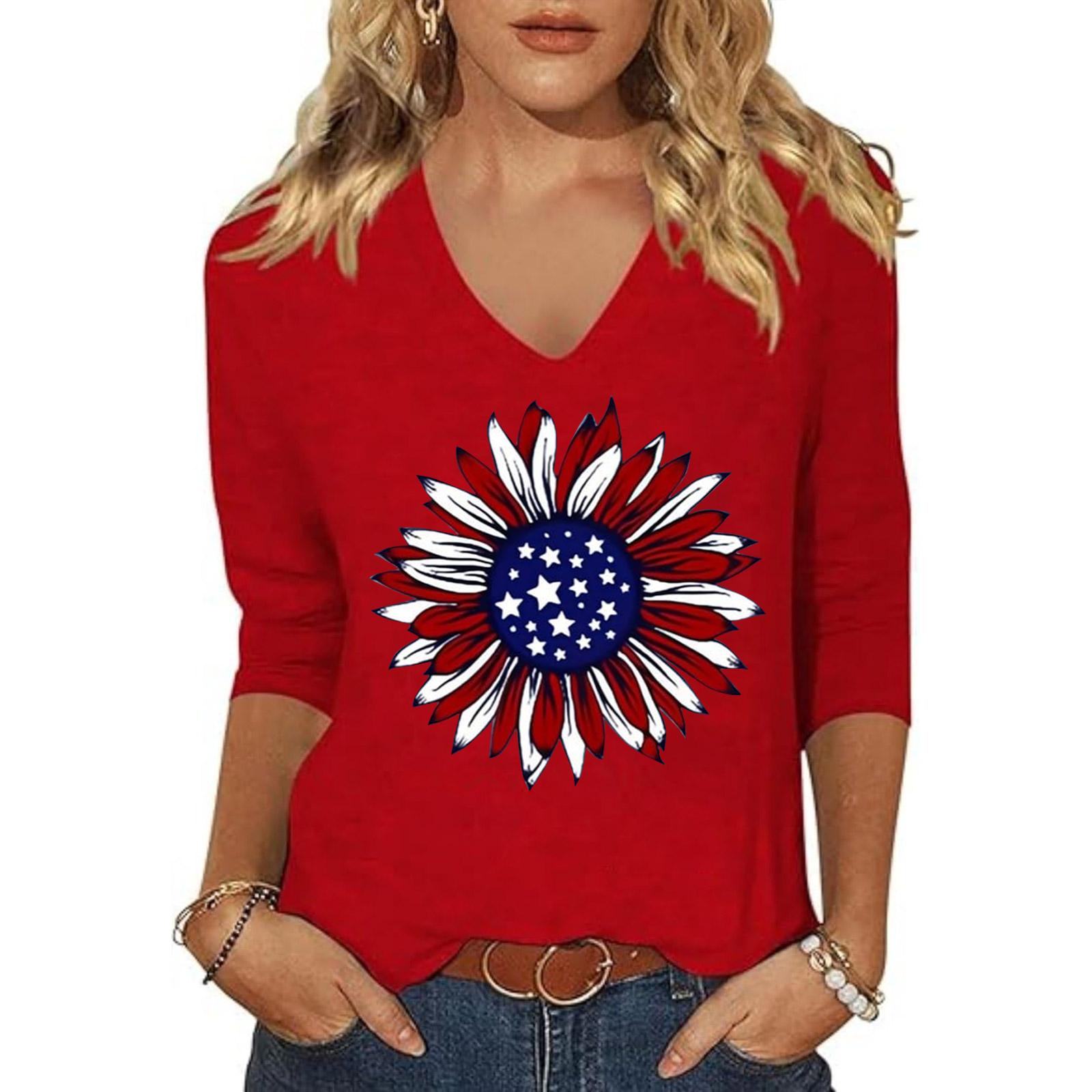 V Neck Short Sleeve Blouses for Women with Patriotic Floral Print Casual Women s Short Sleeve Tops Pullover Loose Fit Womens Short Sleeve Blouses L красный
V Neck Short Sleeve Blouses for Women with Patriotic Floral Print Casual Women s Short Sleeve Tops Pullover Loose Fit Womens Short Sleeve Blouses L красный