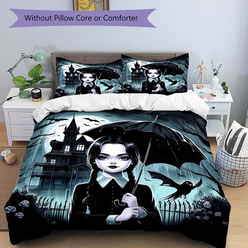3pcs Under the Moonlit Sky Wednesday Bedding Set - 1 Soft Quilt Cover + 2 Pillowcases, Machine Washable - Suitable for All Seasons, Perfect 135x200cm
3pcs Under the Moonlit Sky Wednesday Bedding Set - 1 Soft Quilt Cover + 2 Pillowcases, Machine Washable - Suitable for All Seasons, Perfect 135x200cm