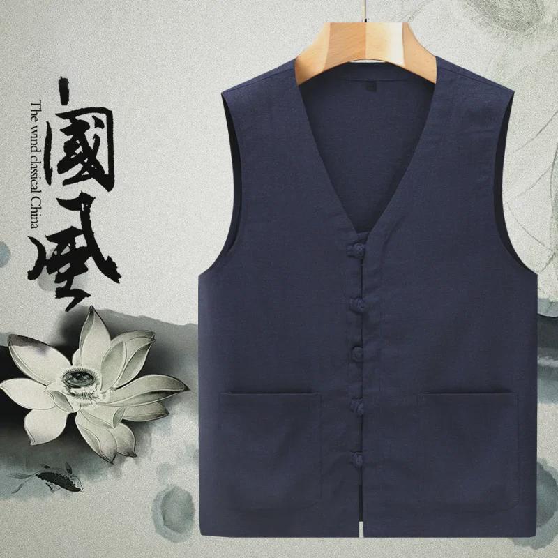 Мужской летний легкий жилет из хлопка и льна в стиле Тан L
Мужской летний легкий жилет из хлопка и льна в стиле Тан L