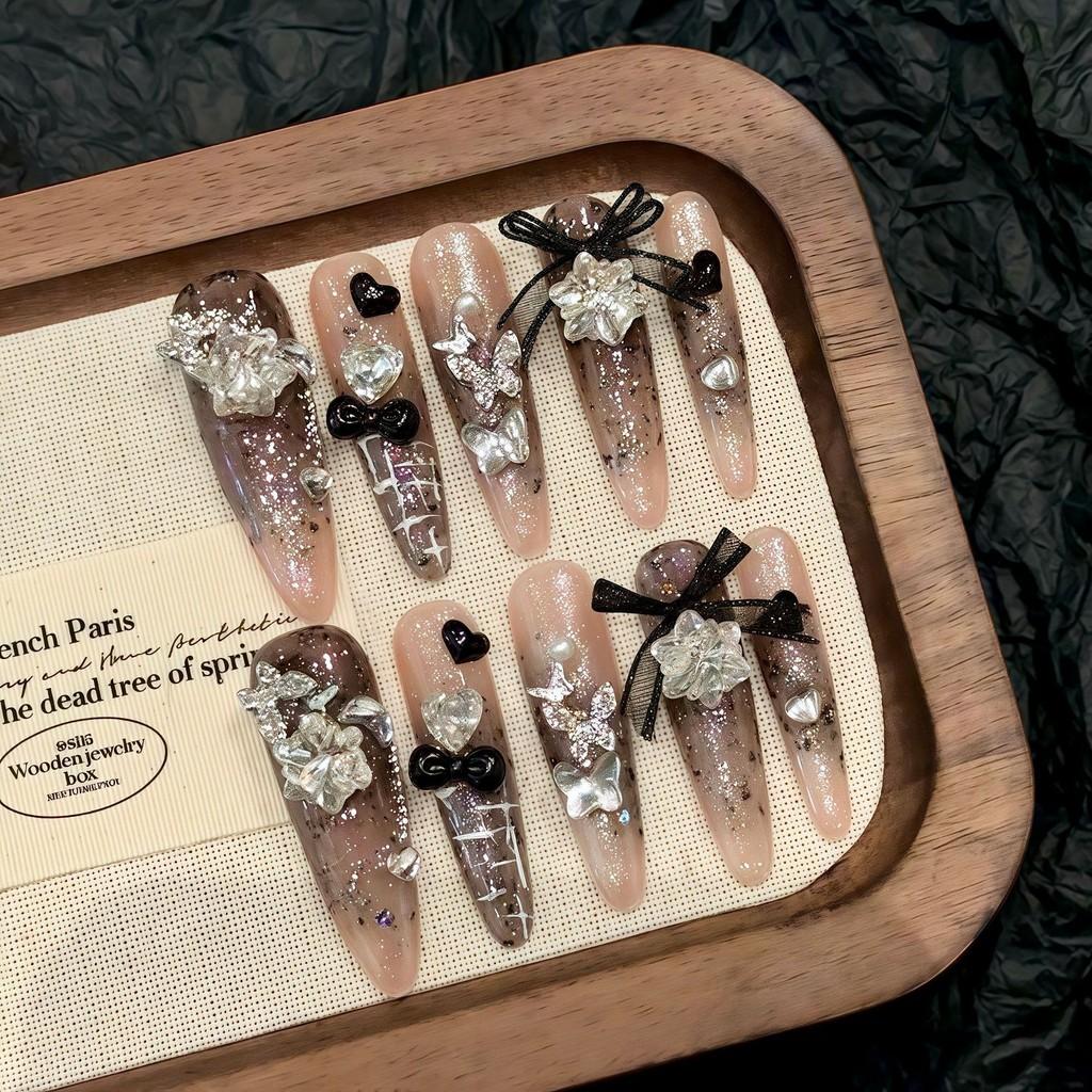 Full HANDMADE Dark Maillard Diamond Bow Extra Long Almond Fake Nails With Glue Phototherapy Nails Press On Nails Reusable Waterproof XS
Full HANDMADE Dark Maillard Diamond Bow Extra Long Almond Fake Nails With Glue Phototherapy Nails Press On Nails Reusable Waterproof XS