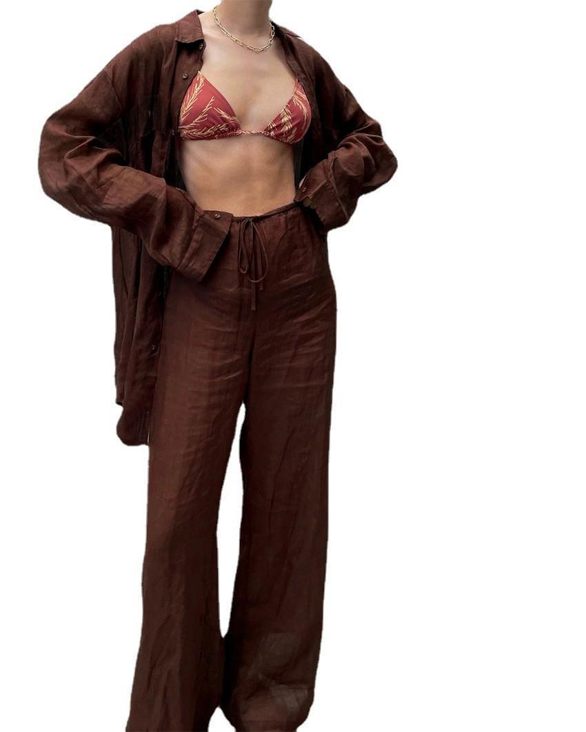 Весна 2025 г. Женская европейская и американская мода, комплект из двух предметов: рубашка с длинным рукавом и брюки из хлопка и льна L коричневый
Весна 2025 г. Женская европейская и американская мода, комплект из двух предметов: рубашка с длинным рукавом и брюки из хлопка и льна L коричневый