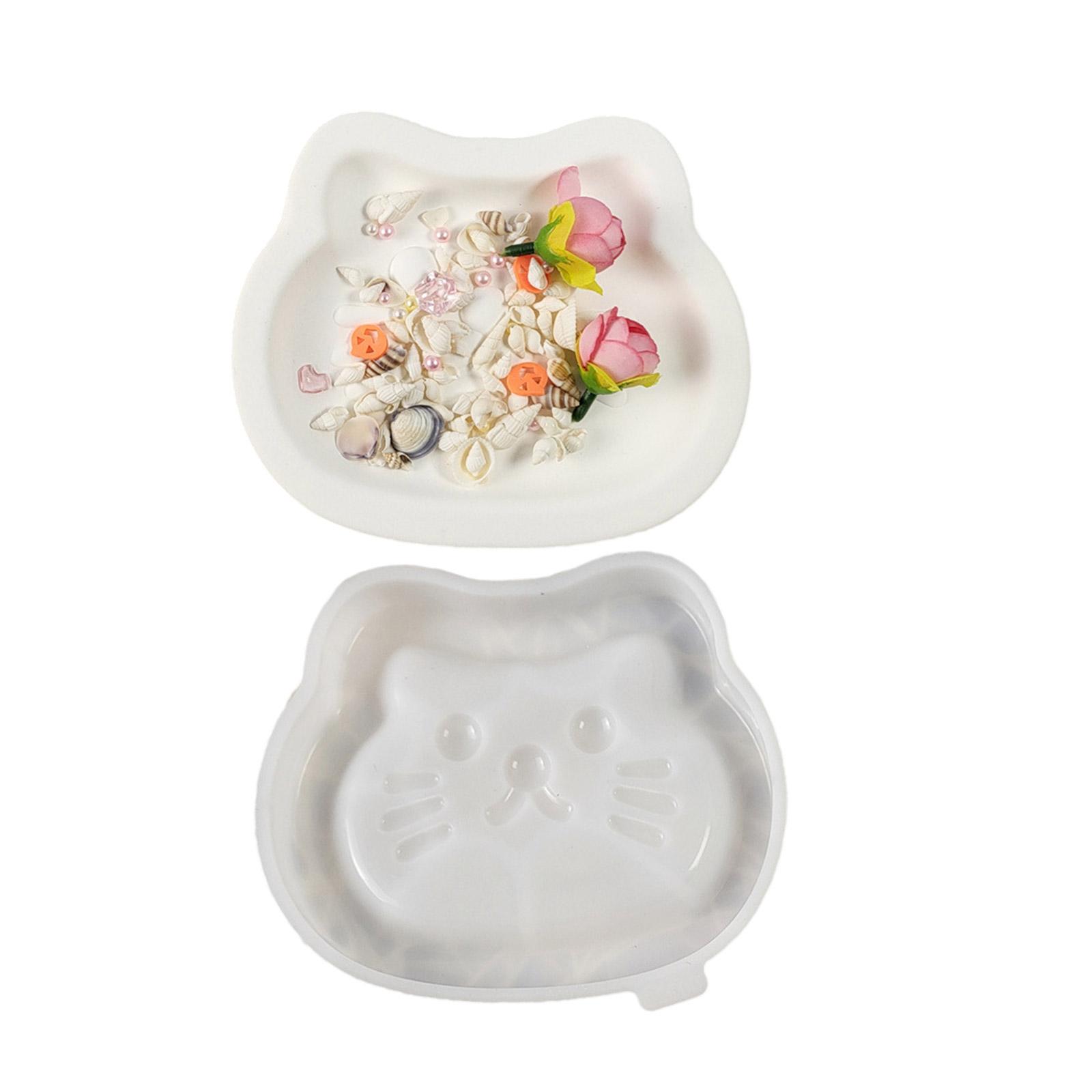 Силиконовая форма для подноса в форме кошек 15,9x13,3x2,2 см Белая Гибкая для любителей рукоделия Форма для тарелки для хранения украшений