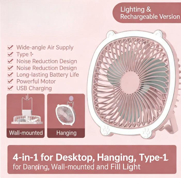 LED Light Fan Strong Wind Desktop USB Rechargeable Wide Angle Bracket Fan for Office Bedroom Study Camping Tent Indoor Lighting рожевий
LED Light Fan Strong Wind Desktop USB Rechargeable Wide Angle Bracket Fan for Office Bedroom Study Camping Tent Indoor Lighting рожевий