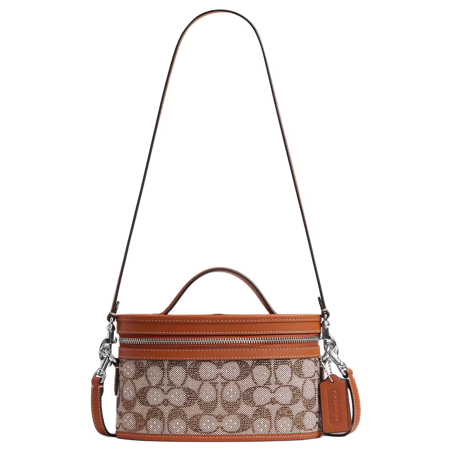 Coach Signature Canvas Leather Trim Cylinder Crossbody Bag with Top Handle for Daily Use Basic Set (Bag+Dust Bag)
Coach Signature Canvas Leather Trim Cylinder Crossbody Bag with Top Handle for Daily Use Basic Set (Bag+Dust Bag)