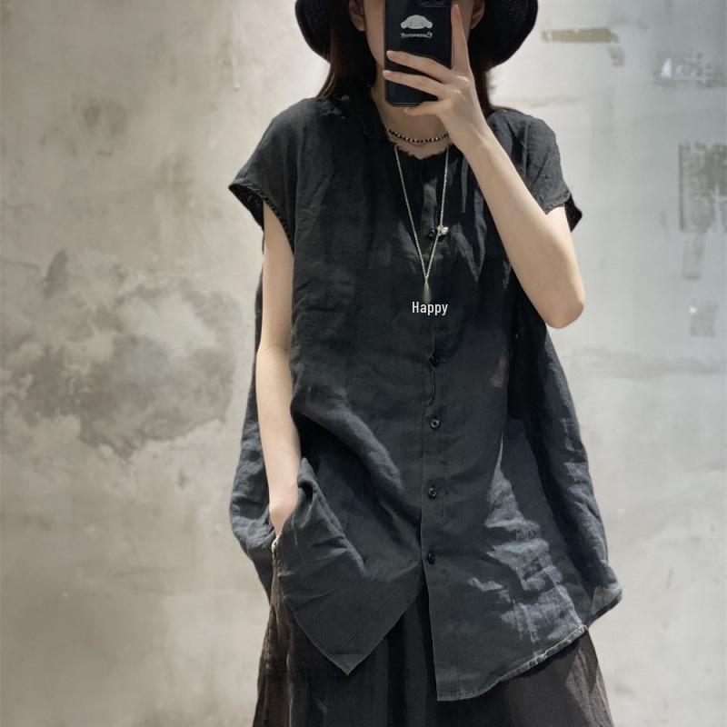 Loose Plus Size Sleeveless Cotton Linen Sun Protection Shirt - Retro Lapel Vest Top L чёрный
Loose Plus Size Sleeveless Cotton Linen Sun Protection Shirt - Retro Lapel Vest Top L чёрный