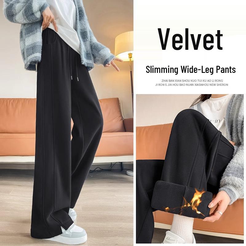 Petite Women s Black Velvet-Lined Wide-Leg Pants: Autumn/Winter Slimming Straight-Leg Sweatpants. S
Petite Women s Black Velvet-Lined Wide-Leg Pants: Autumn/Winter Slimming Straight-Leg Sweatpants. S
