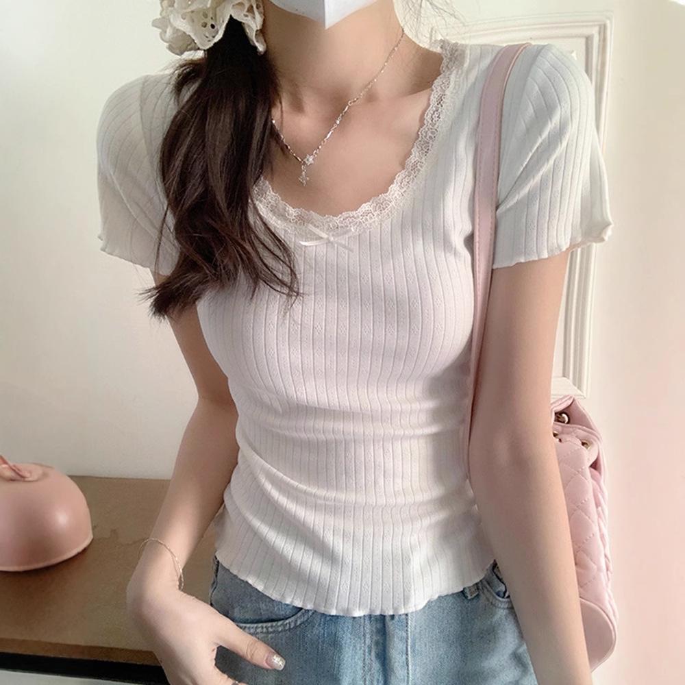 White Lace Slimming Slim Fit Short Sleeve T-Shirt for Women One Size (Recommended for up to 125 lbs)
White Lace Slimming Slim Fit Short Sleeve T-Shirt for Women One Size (Recommended for up to 125 lbs)