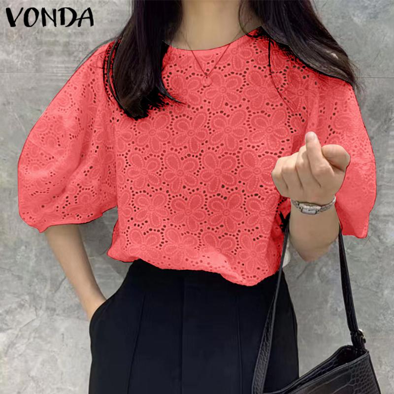 VONDA Женская летняя свободная кружевная блузка с круглым вырезом и коротким рукавом
VONDA Женская летняя свободная кружевная блузка с круглым вырезом и коротким рукавом
