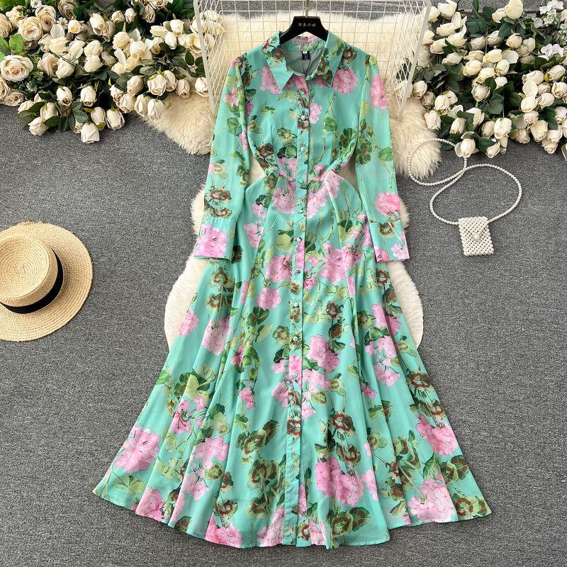 Accessible Luxury Retro Style Shirt Collar Spring Socialite Dress Flower color L
Accessible Luxury Retro Style Shirt Collar Spring Socialite Dress Flower color L