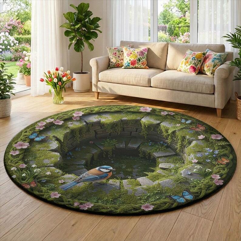 3D Optical Illusions Ancient Well Visual Effect Round Rug Soft Non Slip Living Room Carpet Spring Flowers Home Decor Floor Mat 100cm
3D Optical Illusions Ancient Well Visual Effect Round Rug Soft Non Slip Living Room Carpet Spring Flowers Home Decor Floor Mat 100cm