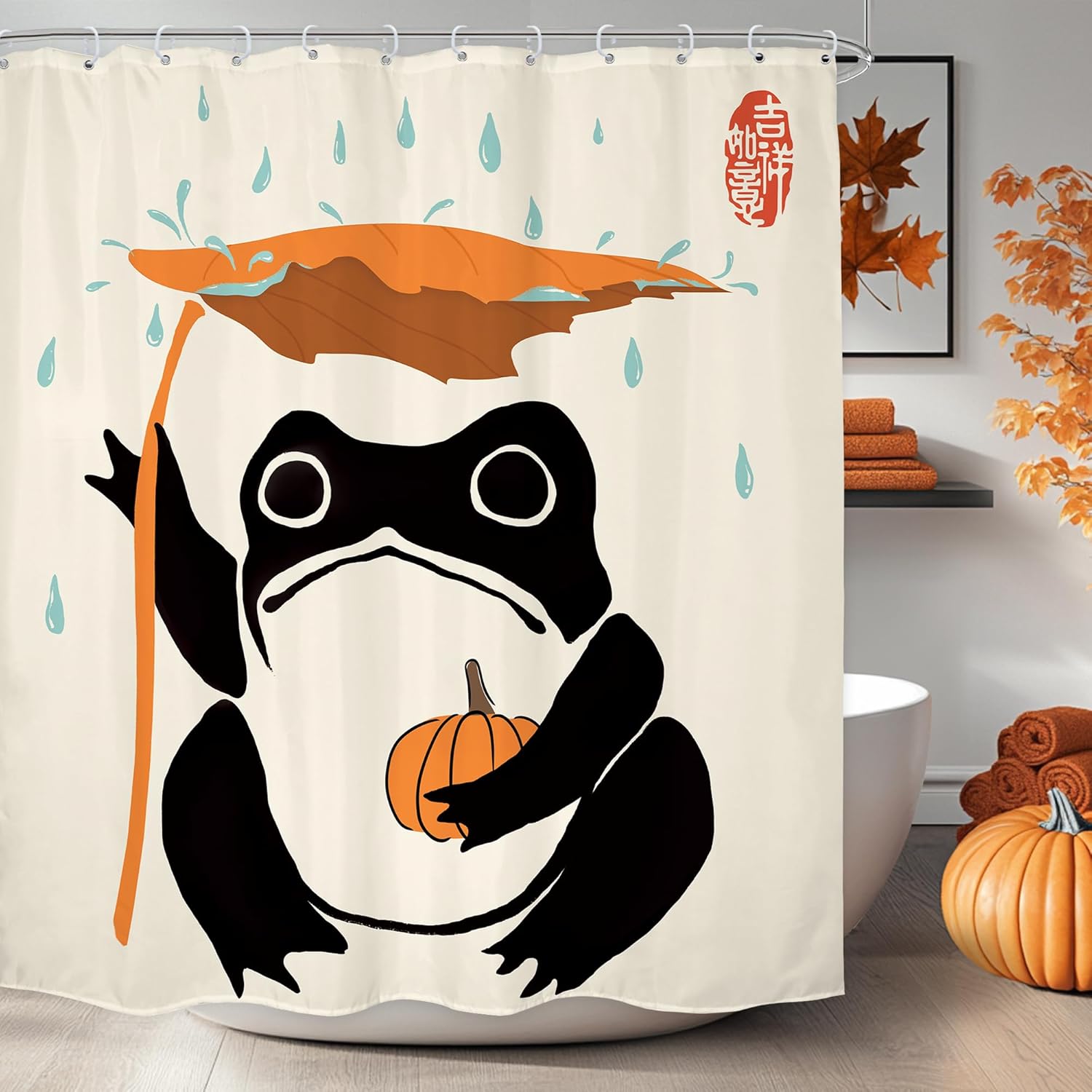 Cute Frog Shower Curtain Autumn Pumpkin Design Halloween Bathroom Decor Funny Animal Print Bath Linen Set Trendy Home W60H190(CM)-1 Pcs
Cute Frog Shower Curtain Autumn Pumpkin Design Halloween Bathroom Decor Funny Animal Print Bath Linen Set Trendy Home W60H190(CM)-1 Pcs
