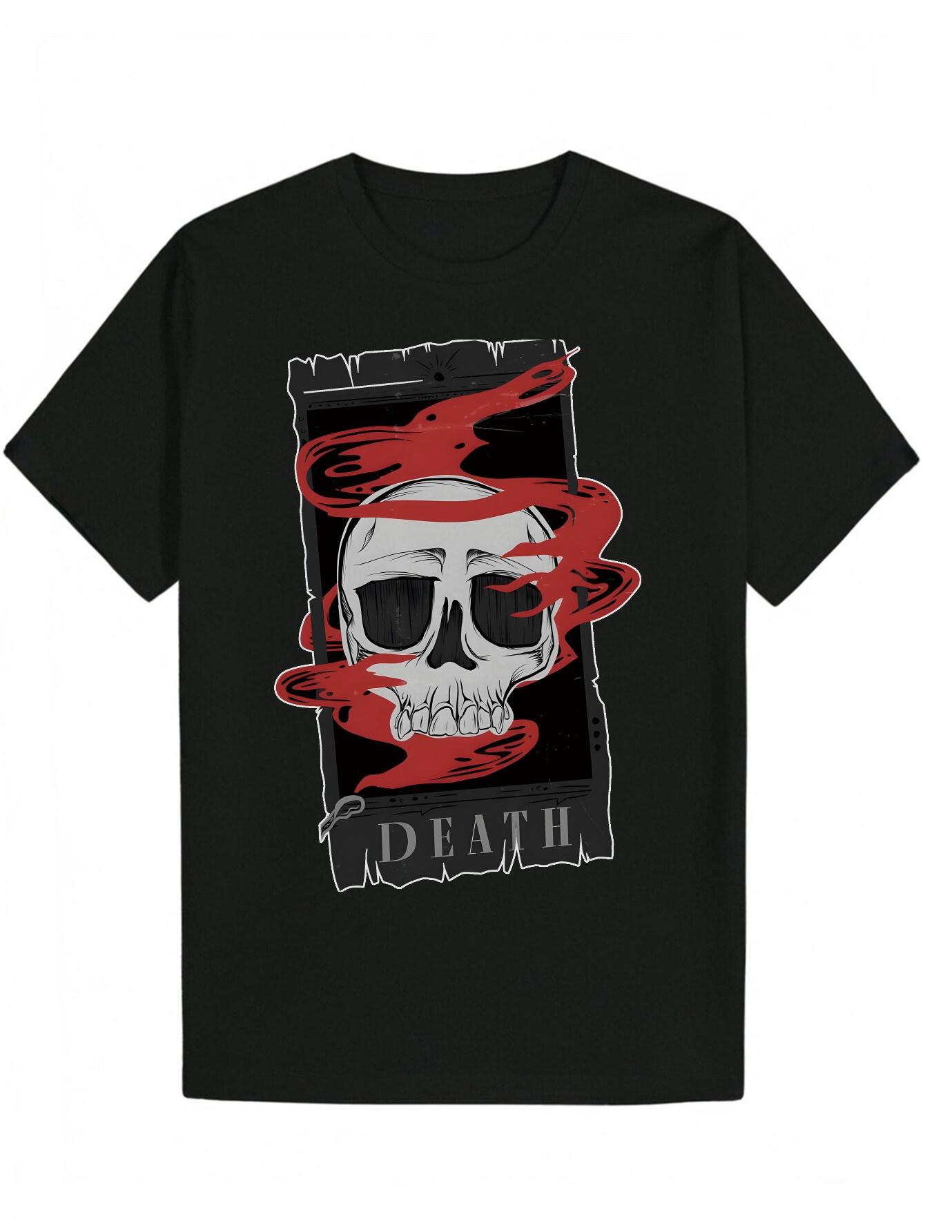 Black Graphic T-shirt with Skull & Smoke DEATH Print - 100% Polyester Casual Round Neck Summer Tee XXL
Black Graphic T-shirt with Skull & Smoke DEATH Print - 100% Polyester Casual Round Neck Summer Tee XXL