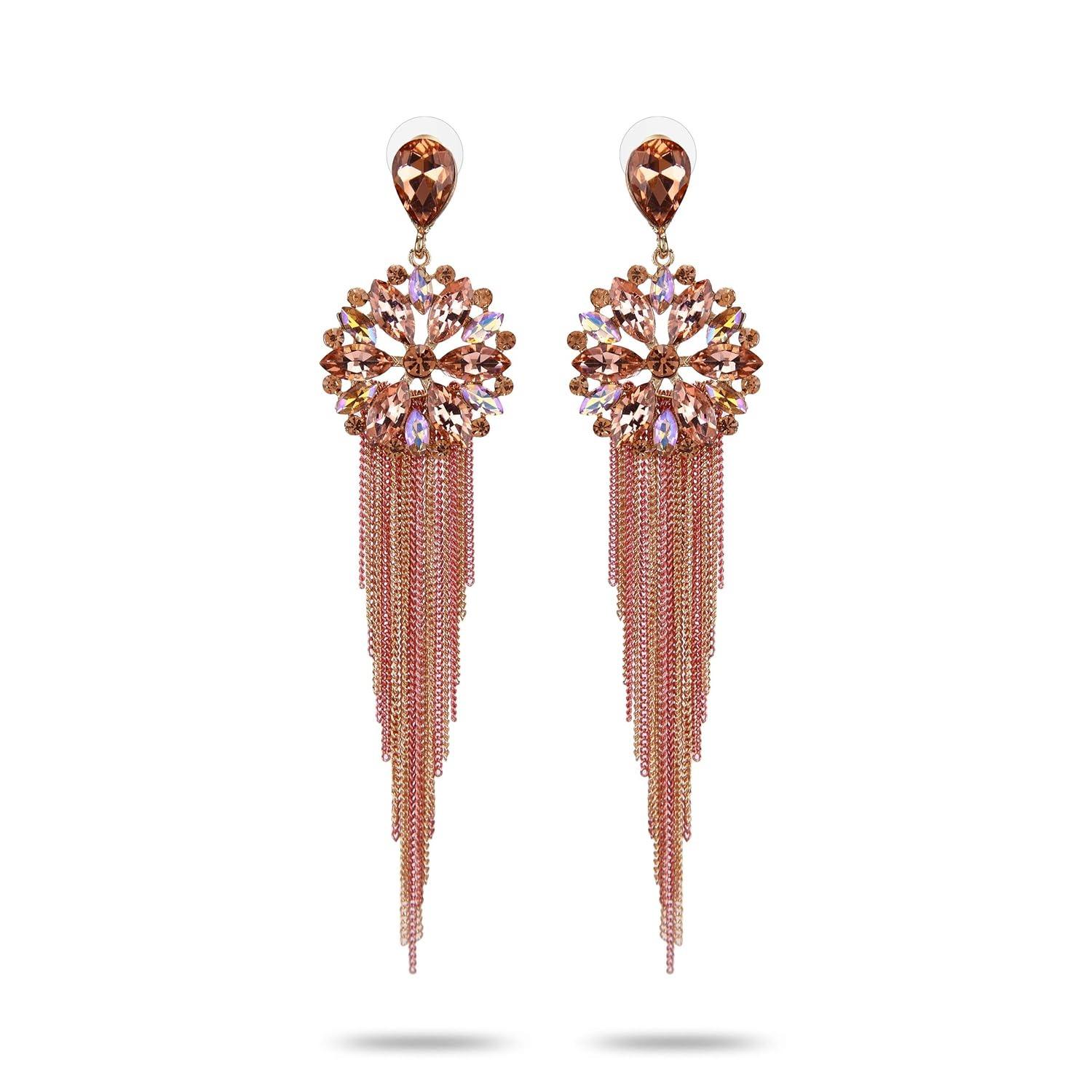 Stylish Latest Western Ear rings Gold Plated Crystal Handmade Tassel Long Earrings for Girls and Women Onesize персиковий
Stylish Latest Western Ear rings Gold Plated Crystal Handmade Tassel Long Earrings for Girls and Women Onesize персиковий