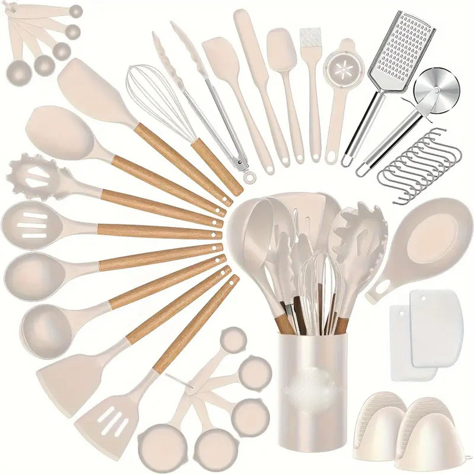 Набор из 43 предметов для хранения сковород с антипригарным покрытием, силиконовая кухонная утварь с деревянной ручкой, легко моющиеся лопатки и ложки, полный набор кухонных принадлежностей One Size
Набор из 43 предметов для хранения сковород с антипригарным покрытием, силиконовая кухонная утварь с деревянной ручкой, легко моющиеся лопатки и ложки, полный набор кухонных принадлежностей One Size