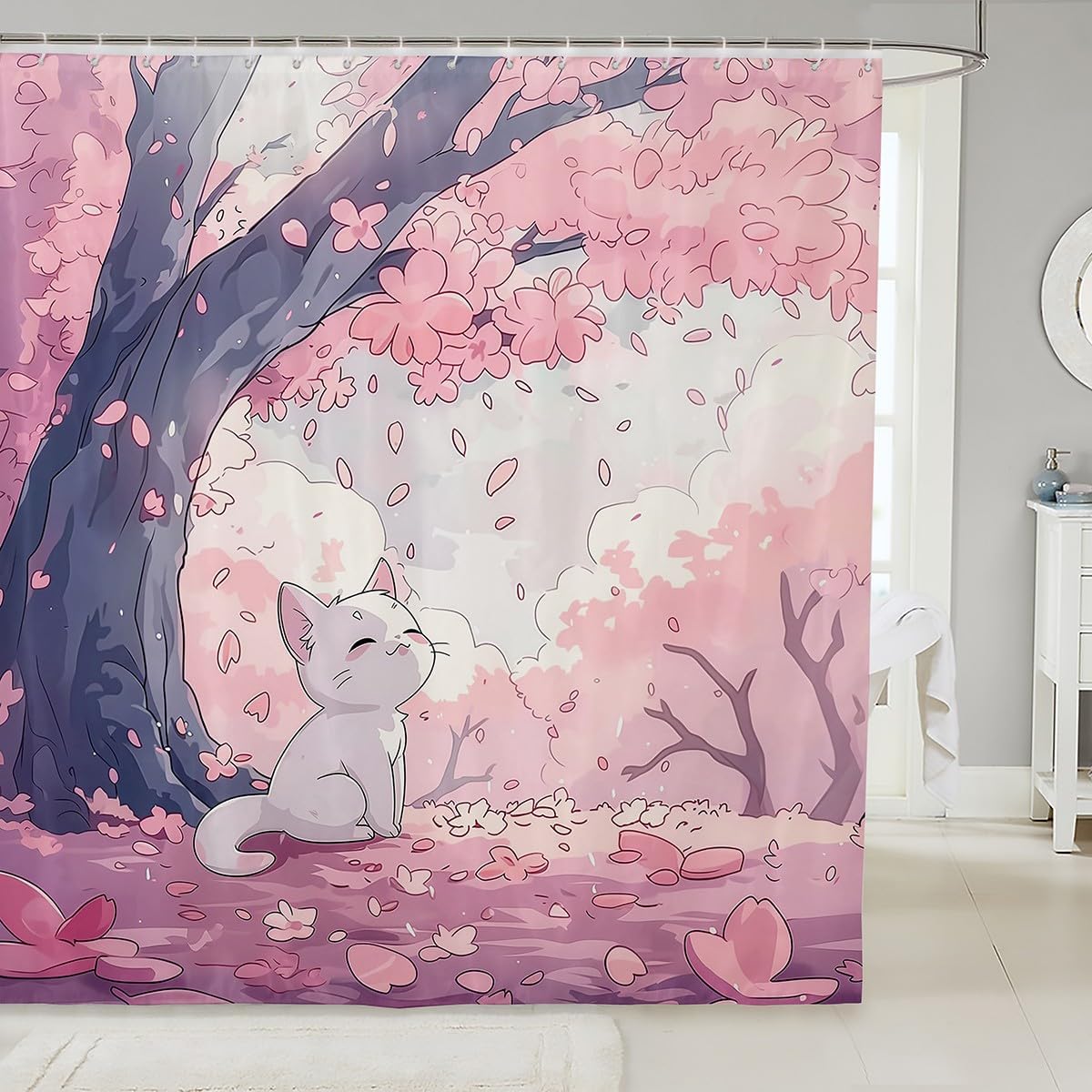 Cute Cat Shower Curtain Japanese Anime Style Bathroom Curtain Pink Cartoon Anime Bathroom Accessories For Kids Adults W60H190(CM)-1 Pcs
Cute Cat Shower Curtain Japanese Anime Style Bathroom Curtain Pink Cartoon Anime Bathroom Accessories For Kids Adults W60H190(CM)-1 Pcs