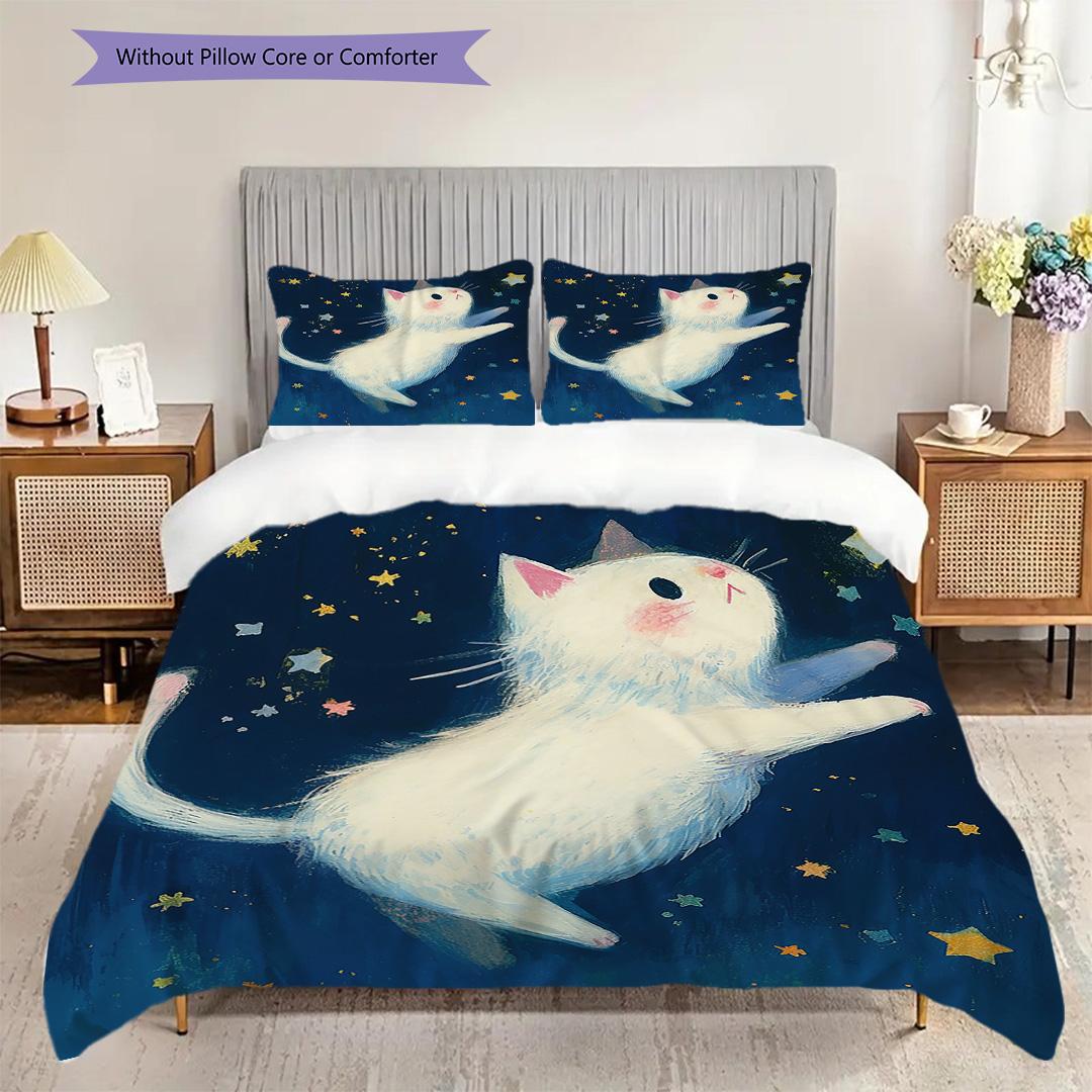 White Cat Pattern Bedding Quilt Set Quilt Cover Pillowcase Home Decoration Birthday Gift (1 * duvet cover + 2 * pillowcase, without core) 135x200cm
White Cat Pattern Bedding Quilt Set Quilt Cover Pillowcase Home Decoration Birthday Gift (1 * duvet cover + 2 * pillowcase, without core) 135x200cm