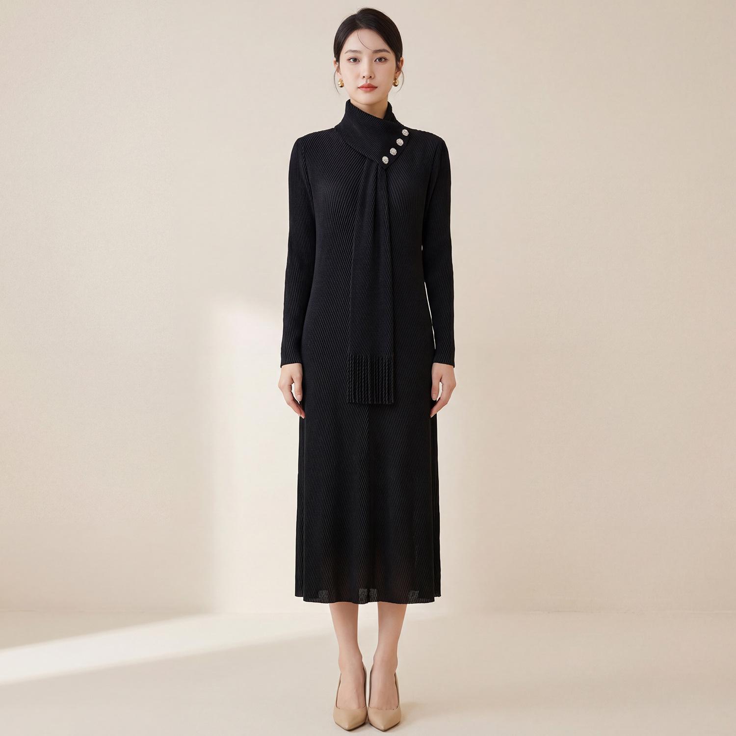 Miyake Women s Stylish High-End Midi Dress with Scarf Collar - Plus Size, Gentle Spring/Autumn Style One Size чёрный
Miyake Women s Stylish High-End Midi Dress with Scarf Collar - Plus Size, Gentle Spring/Autumn Style One Size чёрный