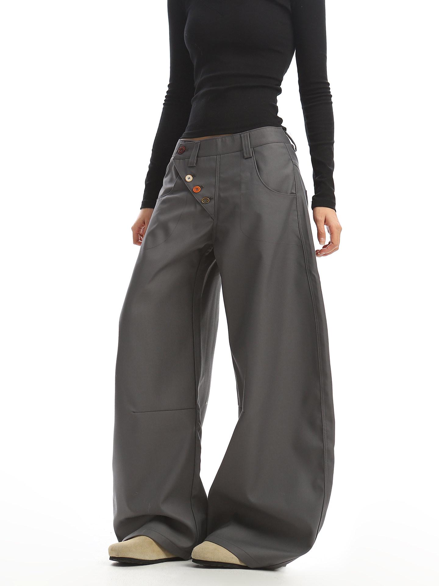 American Retro Side Button Scimitar Suit Pants - Versatile Casual Drape Design Medium сірий колір
American Retro Side Button Scimitar Suit Pants - Versatile Casual Drape Design Medium сірий колір