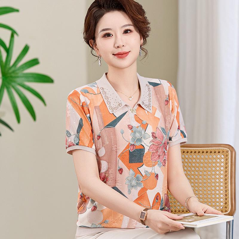 Summer Ice Silk Short-Sleeve Lapel T-shirt for Stylish Middle-Aged and Elderly Women L (recommended 80-100 lbs) помаранчевий
Summer Ice Silk Short-Sleeve Lapel T-shirt for Stylish Middle-Aged and Elderly Women L (recommended 80-100 lbs) помаранчевий