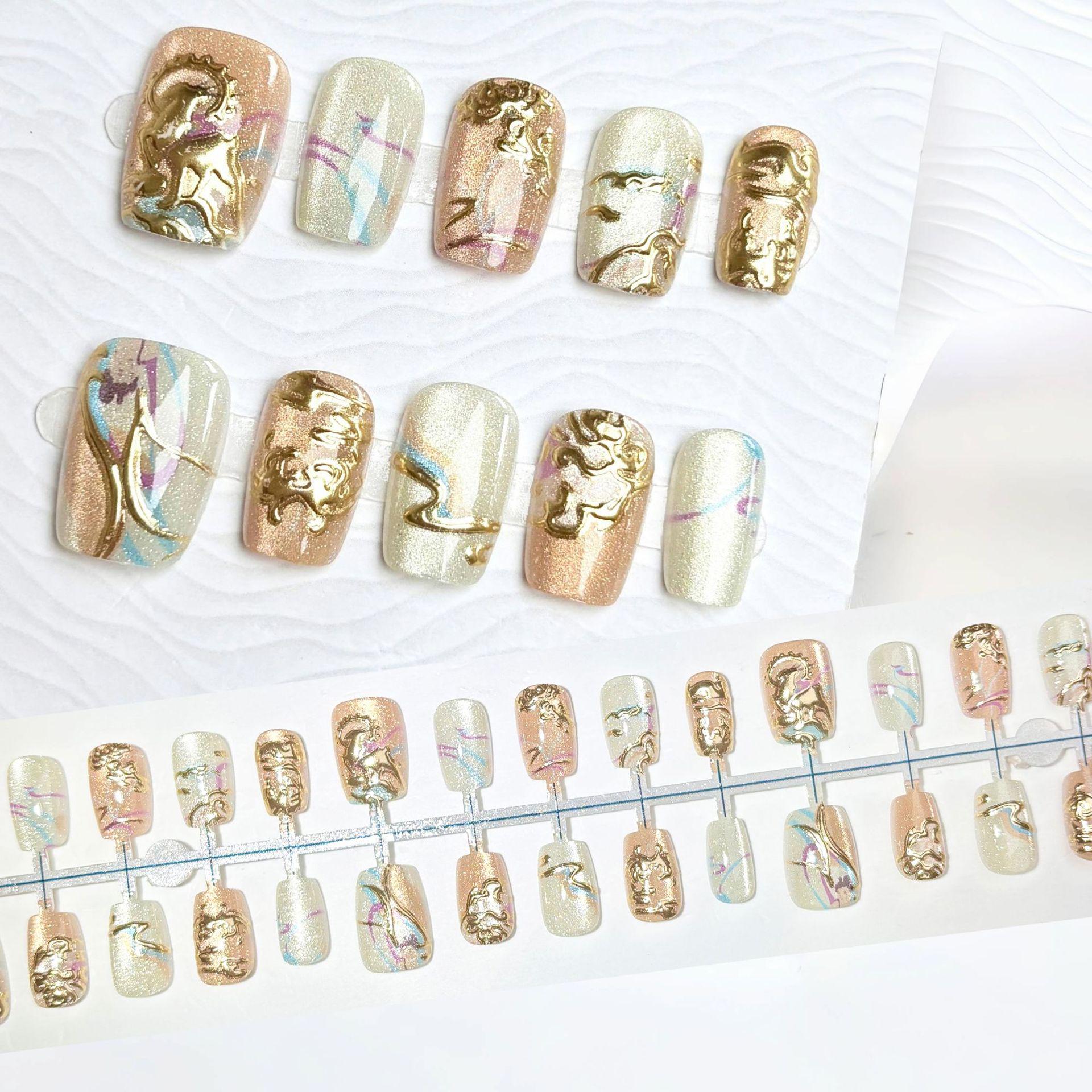 Dunhuang Gold-Plated Glitter Nail Patches - 30 Piece Set, Whitening Effect, Elegant Style Dunhuang Divine Deer XS/S/M
Dunhuang Gold-Plated Glitter Nail Patches - 30 Piece Set, Whitening Effect, Elegant Style Dunhuang Divine Deer XS/S/M