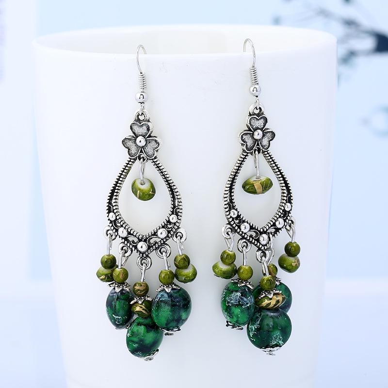 Fashion Ethnic Vintage Boho Knot Drop Dangle Earrings Women Carved Geometric Beads Tassel Earrings Antique Copper Color Zircon зелений
Fashion Ethnic Vintage Boho Knot Drop Dangle Earrings Women Carved Geometric Beads Tassel Earrings Antique Copper Color Zircon зелений