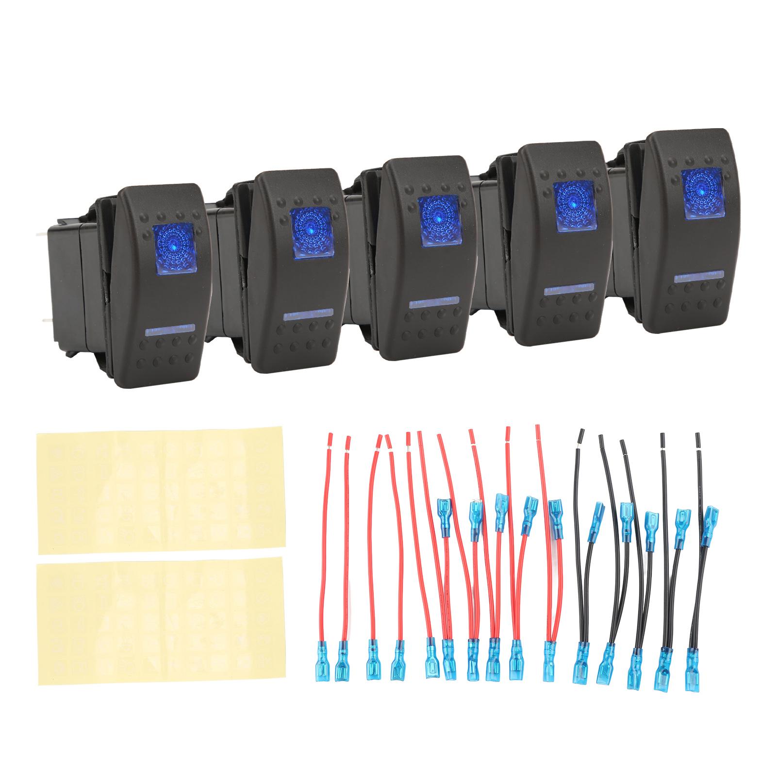 LED 5Pin Rocker Switch 12V 24V Car Rocker Switch Panel with Blue Back Light and Jumper Durable Convenient for Car Truck
LED 5Pin Rocker Switch 12V 24V Car Rocker Switch Panel with Blue Back Light and Jumper Durable Convenient for Car Truck
