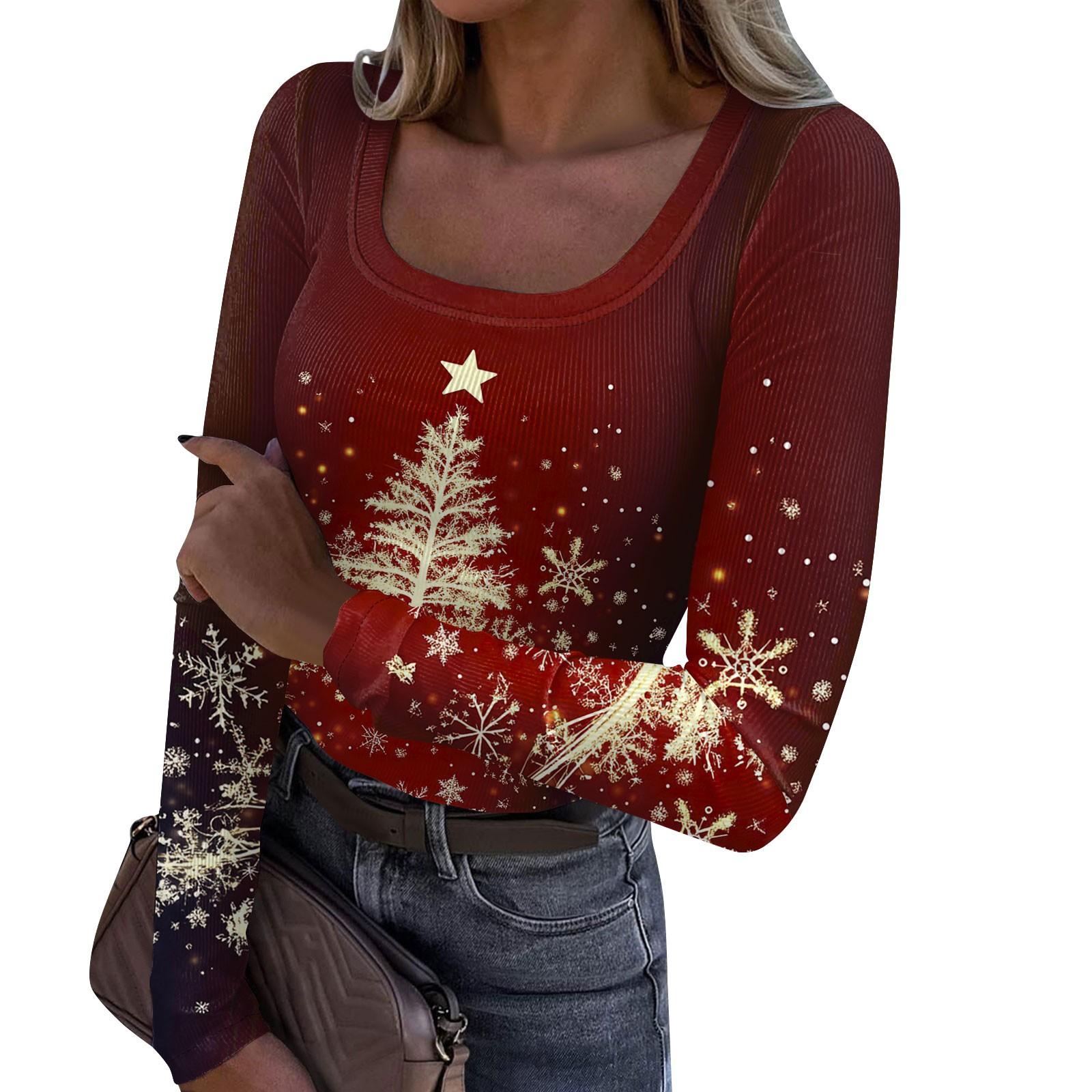 Женская модная футболка с тонким низом, рождественский принт, пуловер с U-образным вырезом и длинными рукавами S
Женская модная футболка с тонким низом, рождественский принт, пуловер с U-образным вырезом и длинными рукавами S