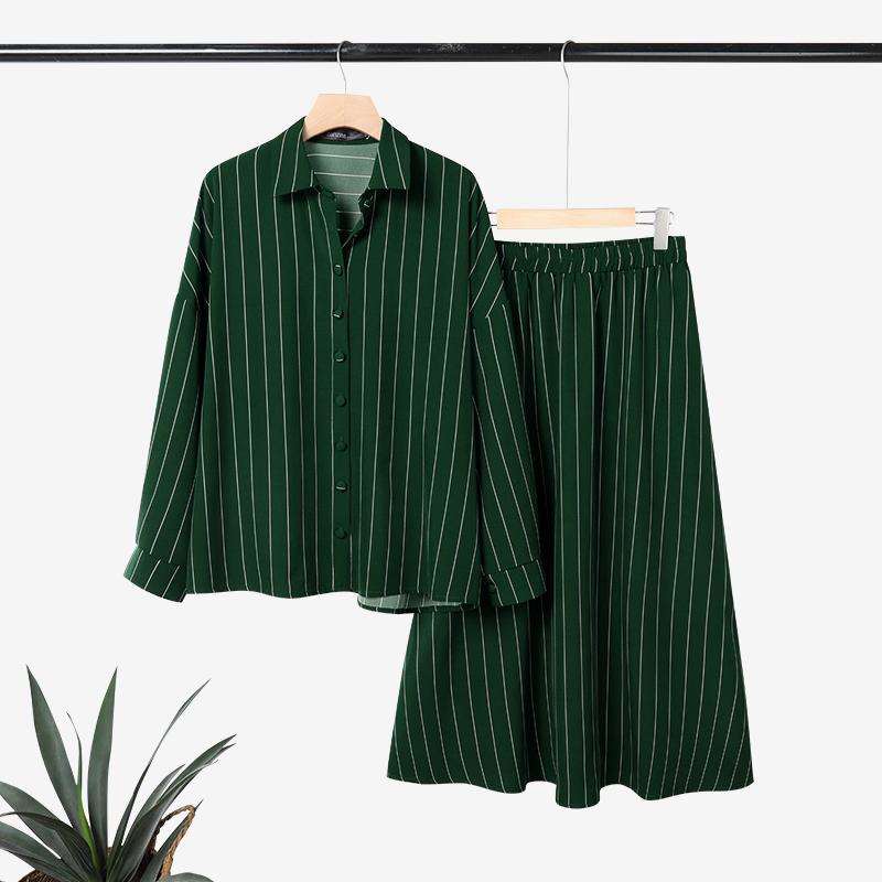 ZANZEA Women Long Sleeve Blouse and Long Skirts Stripe Print Two Piece Suit Sets 5XL темно-зелений колір
ZANZEA Women Long Sleeve Blouse and Long Skirts Stripe Print Two Piece Suit Sets 5XL темно-зелений колір