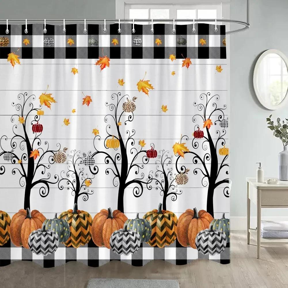 Fall Pumpkin Shower Curtains Yellow Maple Leaves Sunflower Black and White Buffalo Check Rustic Autumn Bathroom Decor with Hooks 90x180cm-35x70in
Fall Pumpkin Shower Curtains Yellow Maple Leaves Sunflower Black and White Buffalo Check Rustic Autumn Bathroom Decor with Hooks 90x180cm-35x70in