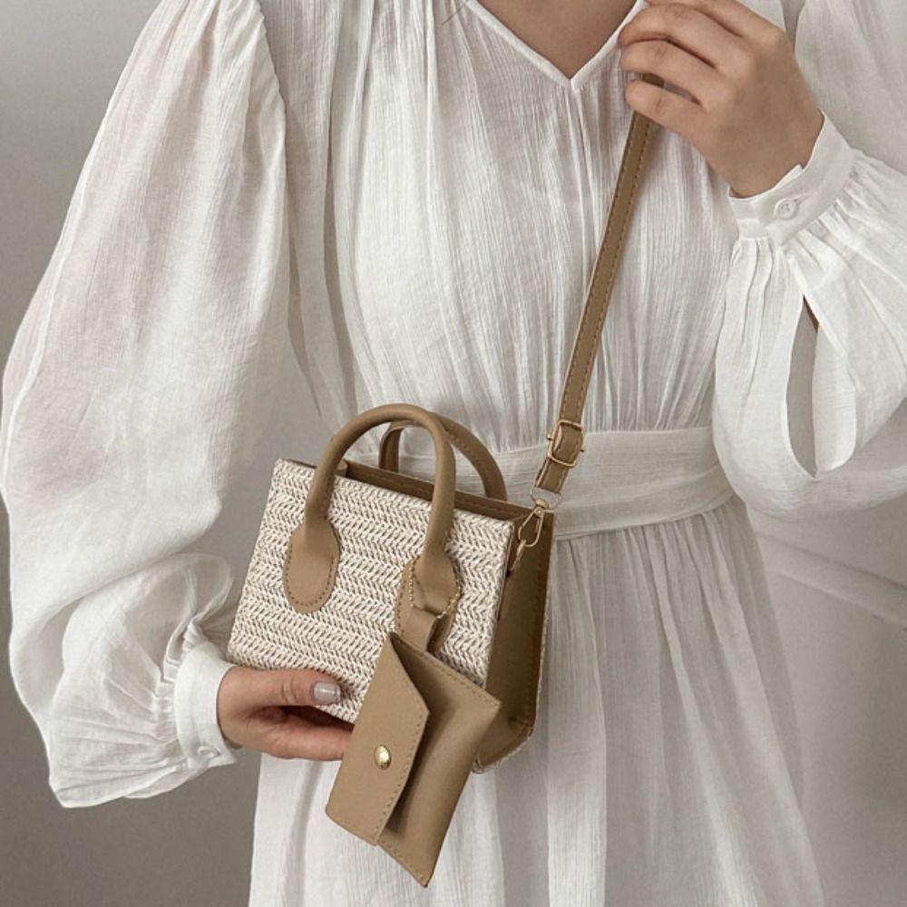 Sweet Woven Shoulder Bag Top-Handle Small Purses Handbags Elegant Grass Woven Crossbody Bag Travel хакі
Sweet Woven Shoulder Bag Top-Handle Small Purses Handbags Elegant Grass Woven Crossbody Bag Travel хакі