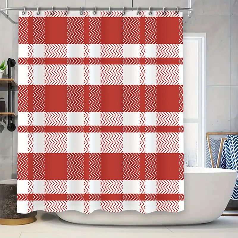 Modern Red White Plaid Shower Curtain Set For Bathroom Decor Polyester Fabric With 12 Hooks Xl Size (75X84 Inches) W60H190(CM)-1 Pcs
Modern Red White Plaid Shower Curtain Set For Bathroom Decor Polyester Fabric With 12 Hooks Xl Size (75X84 Inches) W60H190(CM)-1 Pcs