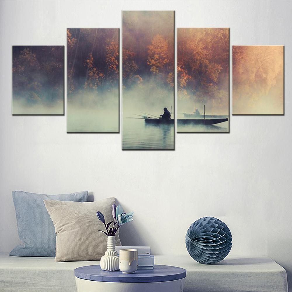 5 Pieces Canvas Wall Arts Poster Painting Landscape Lake Boat Mist Morning Fisherman Fall Forest Home Decor Living Room Mural 20X35 20X45 20X55CM
5 Pieces Canvas Wall Arts Poster Painting Landscape Lake Boat Mist Morning Fisherman Fall Forest Home Decor Living Room Mural 20X35 20X45 20X55CM