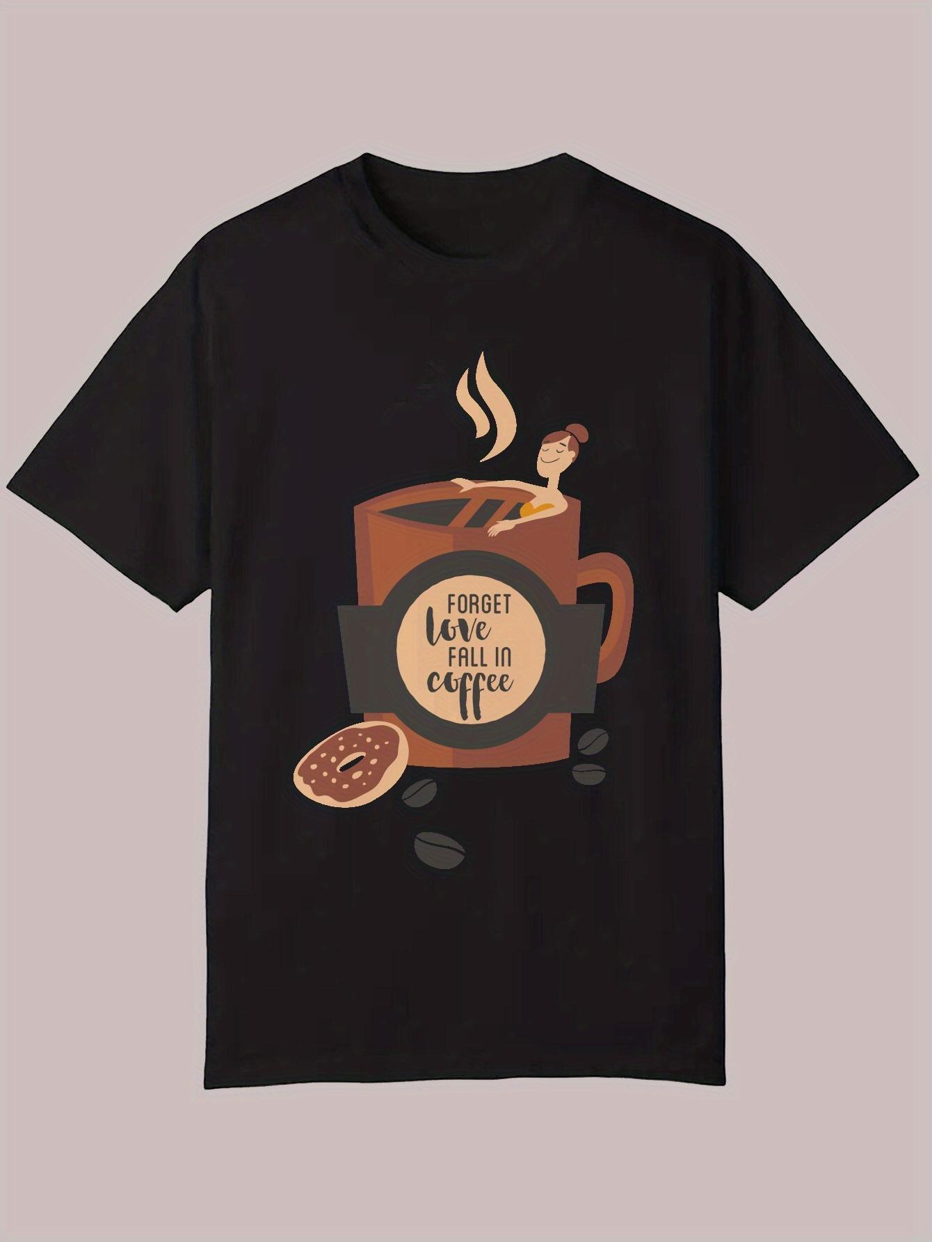 Casual Summer Graphic T-shirt - Black Polyester Crew Neck with Forget in Love Coffee Cup Design XXXXL
Casual Summer Graphic T-shirt - Black Polyester Crew Neck with Forget in Love Coffee Cup Design XXXXL