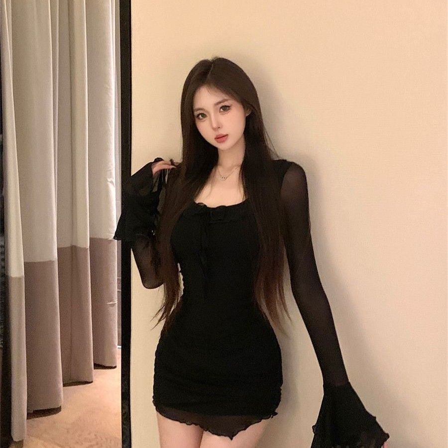Purple Flared Sleeve Square Neck Mesh Dress Women s Autumn Long Sleeve Waist Skirt Royal Sister Style Tight Hip Wrap Short Skirt XL чорний
Purple Flared Sleeve Square Neck Mesh Dress Women s Autumn Long Sleeve Waist Skirt Royal Sister Style Tight Hip Wrap Short Skirt XL чорний