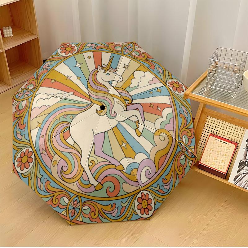 Magical Unicorn with Rainbow and Flowers Printed umbrella windproof folding umbrella portable sun and rain umbrella suitable for gifting
Magical Unicorn with Rainbow and Flowers Printed umbrella windproof folding umbrella portable sun and rain umbrella suitable for gifting