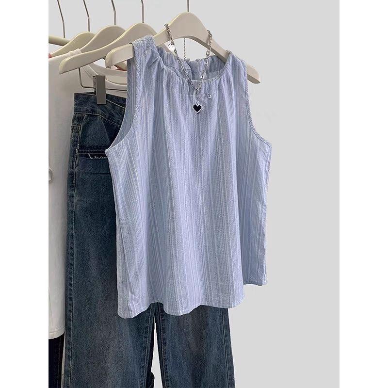 Women s Korean Style Blue Striped Sleeveless Tie-Up Vest: Summer Loose Doll Top L (105-115 jin)
Women s Korean Style Blue Striped Sleeveless Tie-Up Vest: Summer Loose Doll Top L (105-115 jin)
