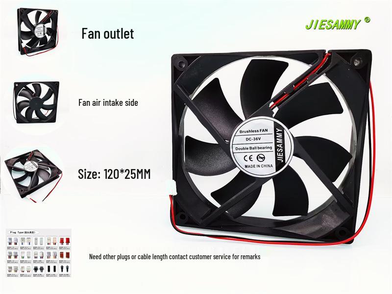 JIESAMMY 12025 12CM 36V DC Inverter Chassis & Motherboard Cooling Fan Specify Other Connector or Length in Order Notes
JIESAMMY 12025 12CM 36V DC Inverter Chassis & Motherboard Cooling Fan Specify Other Connector or Length in Order Notes
