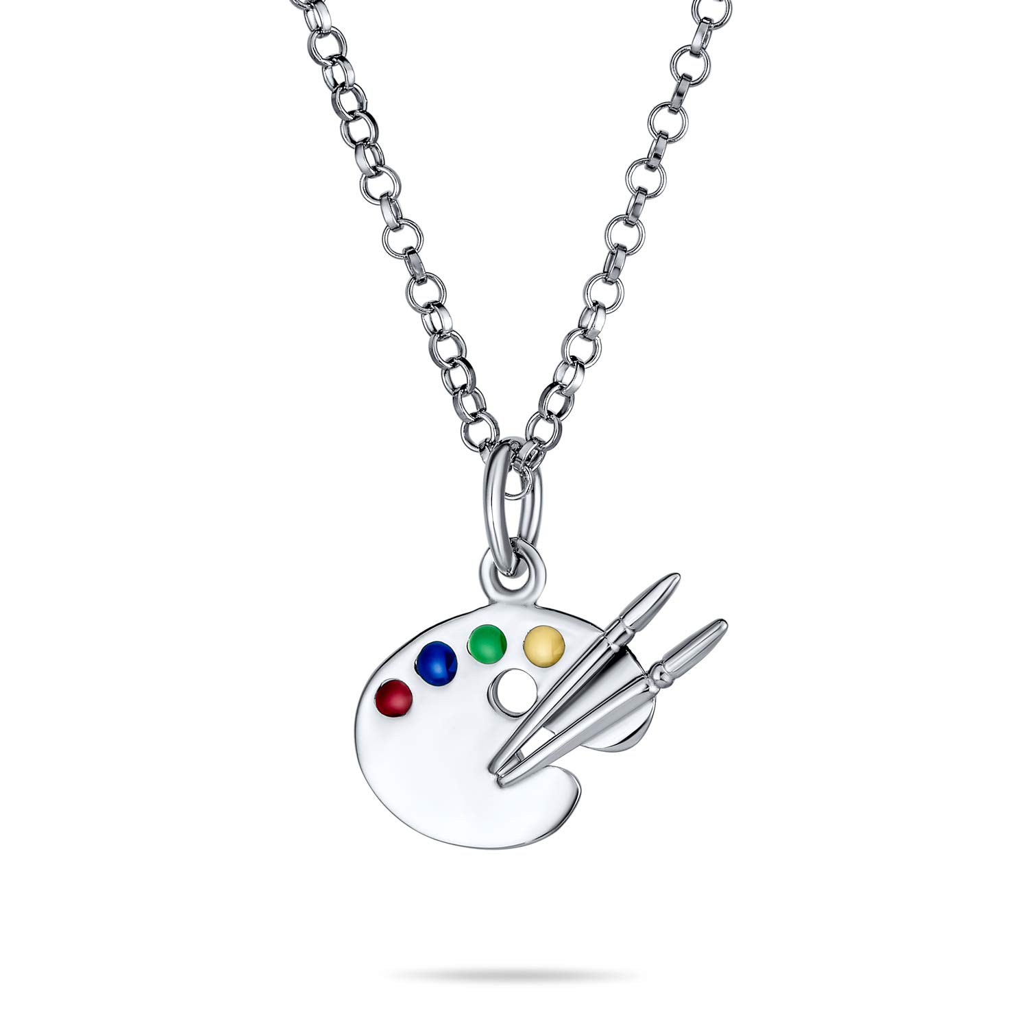 Multicolor Enamel Future Artist Palette Art Paint Brush Pendant Necklace for Women and Teen Art Sterling Painter Teachers. .925 Silver
Multicolor Enamel Future Artist Palette Art Paint Brush Pendant Necklace for Women and Teen Art Sterling Painter Teachers. .925 Silver
