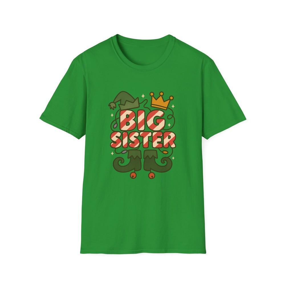 Unisex Softstyle T-Shirt Big Sister Elf Hat Candy Cane Crown Christmas Holiday S
Unisex Softstyle T-Shirt Big Sister Elf Hat Candy Cane Crown Christmas Holiday S